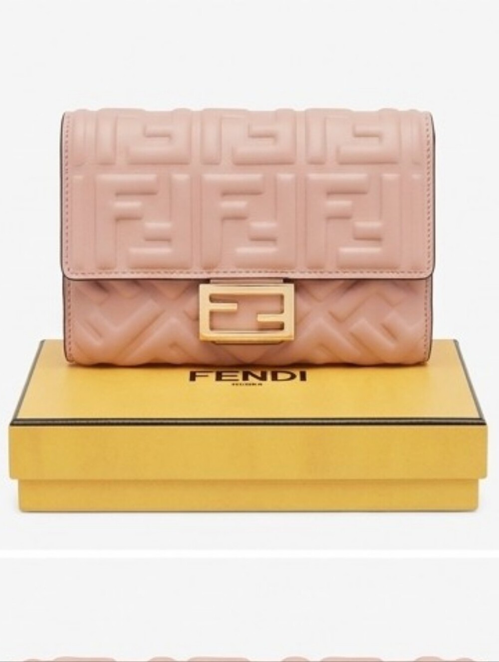 Fendi Pink Embossed FF Nappa Leather Wallet with Gold Hardware